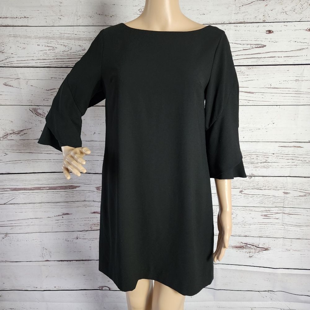 Cynthia Steffe Black Tulip Sleeve Shift Dress – Size 6